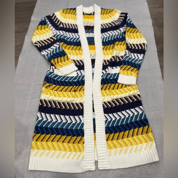 [M]Lovestitch Multicolor Knit Cotton Open Long Cardigan NWOT - Picture 4 of 10